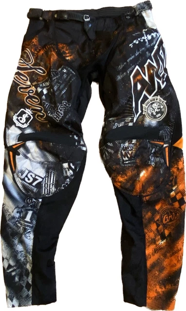 JAMES STEWART Motocross Racing Pants Youth Sz 28 Orange/White/Black