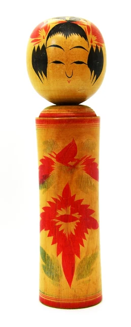 Grande Figurine Kokeshi Traditionnelle Japonaise - Style Zaō - Bois Peint - 36 Cm