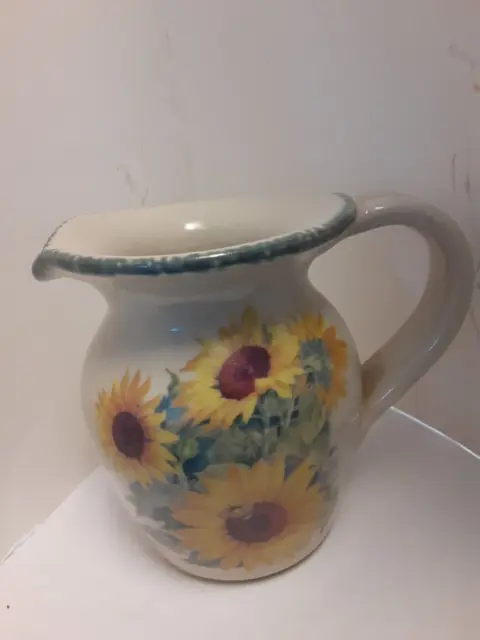 Vintage Home And Garden Party Sunflower Stoneware Creamer Small Pitcher 2001