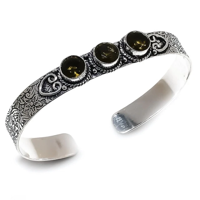 Bracelet Manchette En Argent Sterling 925 - Opale Triplet Faite Main - Réglable 7-8 Pouces