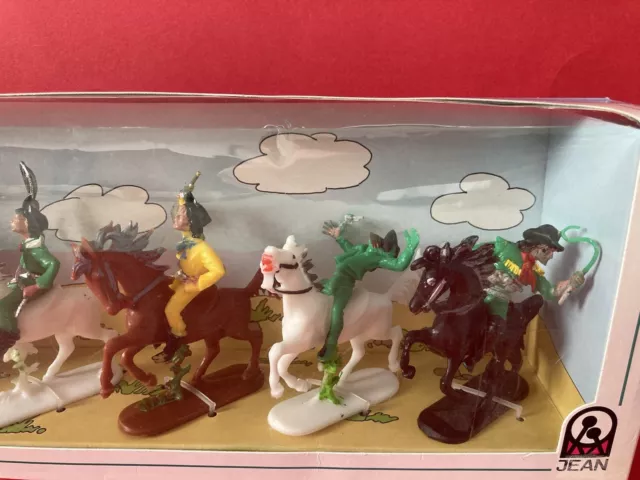 VINTAGE JEAN HOEFLER MONTIERTE COWBOYS SPIELZEUG SOLDATEN NEU IN BOX 1970/80er SELTEN 3