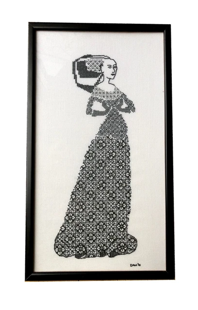 Vintage Gothic Mädchen Kunst Geschenk bestickt Gothic Mode Wandkunst