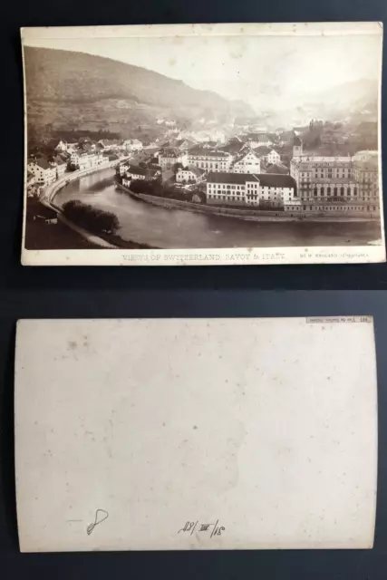 Suisse, vue de Baden  Vintage albumen print, carte cabinet.  Tirage albuminé