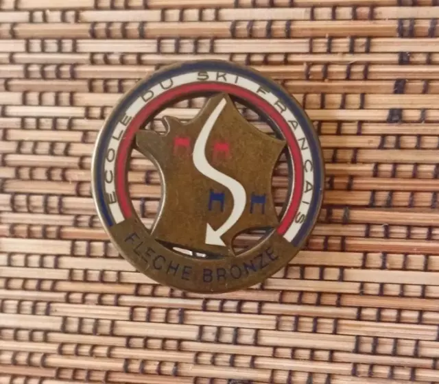 INSIGNE BROCHE BADGE Flèche bronze ESF ECOLE SKI FRANCAIS