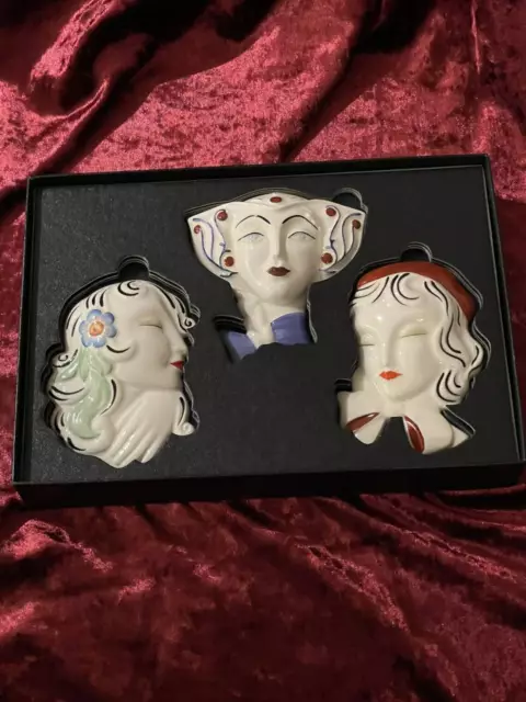 Clarice Cliff Bizarre Mini Face Mask Wall Plaque Set Amazing