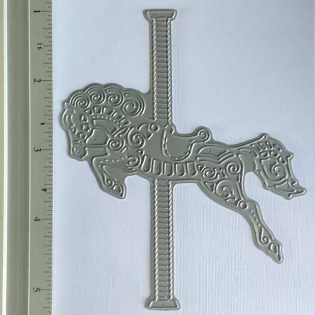 metal cutting die tattered lace carousel horse merry go round craft card making