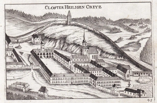 1672 Punte Heiligenkreuz Bosco Viennese Vista Incisione Stampa Antica Vis 193938