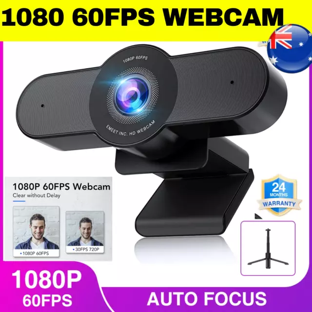 1080P 60FPS Webcam EMEET Autofocus Streaming Web Camera W/ Ring Light  Tripods