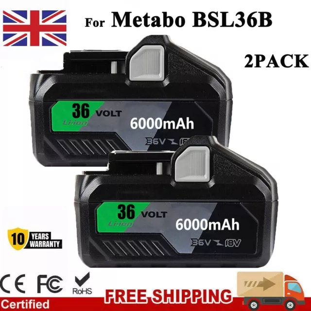 2 pack For HIKOKI BSL36A18 MultiVolt Battery 36V 3.0Ah 18V 6.0Ah Metabo BSL36B18