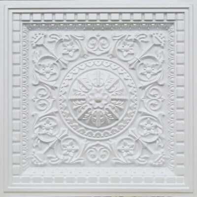 3D Tin Look D1215 White Pearl PVC  Drop In Ceiling Tiles 2x2 Lot of 25 Pcs