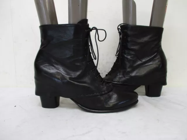 EVERYBODY BY B.Z. MODA Black Leather Zip Lace Ankle Boots Womens Size 41 EUR
