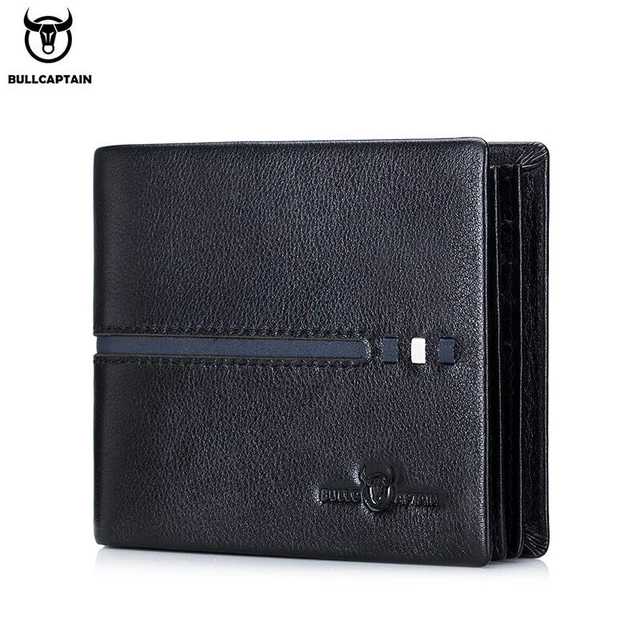 BULLCAPTAIN Mens Wallet Large Capacity Genuine Leather RFID Wallet Card Holder