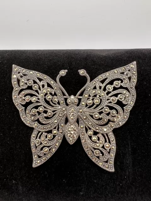 Marcasite Sterling Silver 925 Butterfly Brooch Pin