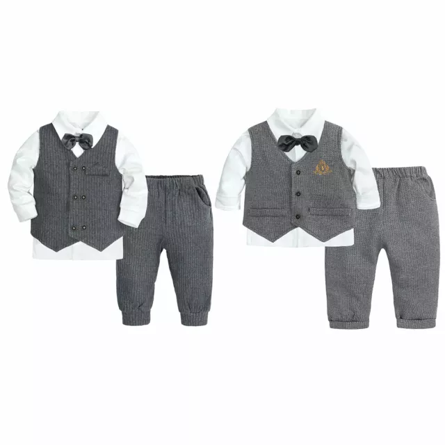 Jungen Kinder Gentleman Anzug Babyanzug Hemd Weste Hose Party Kleidung Taufanzug