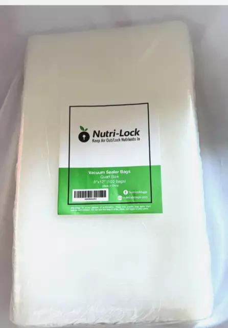 Nutri Lock 8"" x 12"" Quartgröße vorgeschnittene Vakuumversiegelung Beutel 100 Stück Schwerlast