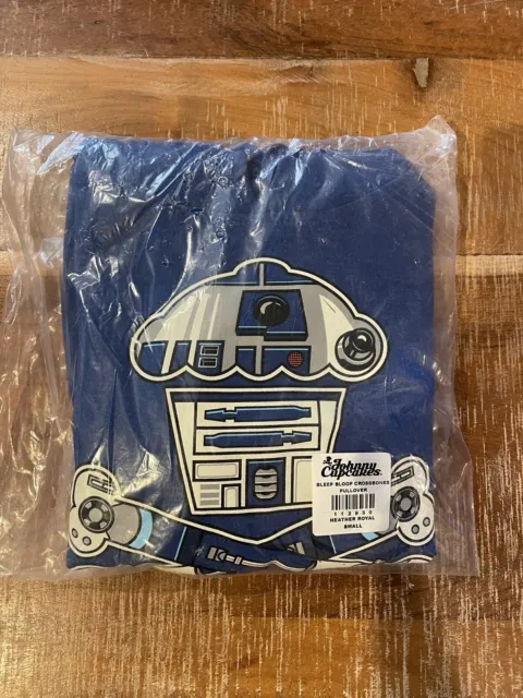 New Johnny Cupcakes Star Wars R2-D2 Crossbones Sweatshirt Hoodie Small Blue