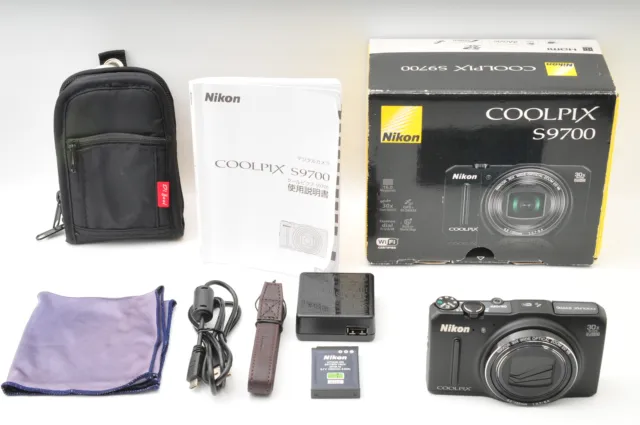 [NEAR MINT] Nikon COOLPIX S9700 16.0MP Compact Digital Camera Black from JAPAN