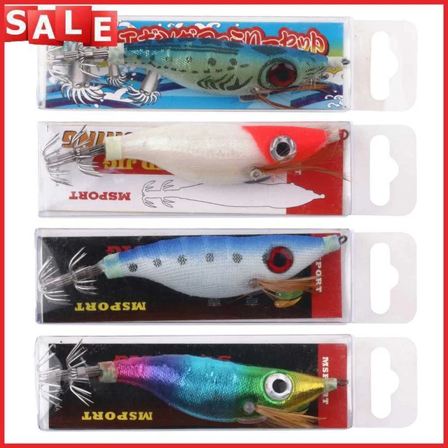 9g Luminous Squid Jigs Artificial Wood Shrimps Cuttlefish for Sea Fishing Hooks