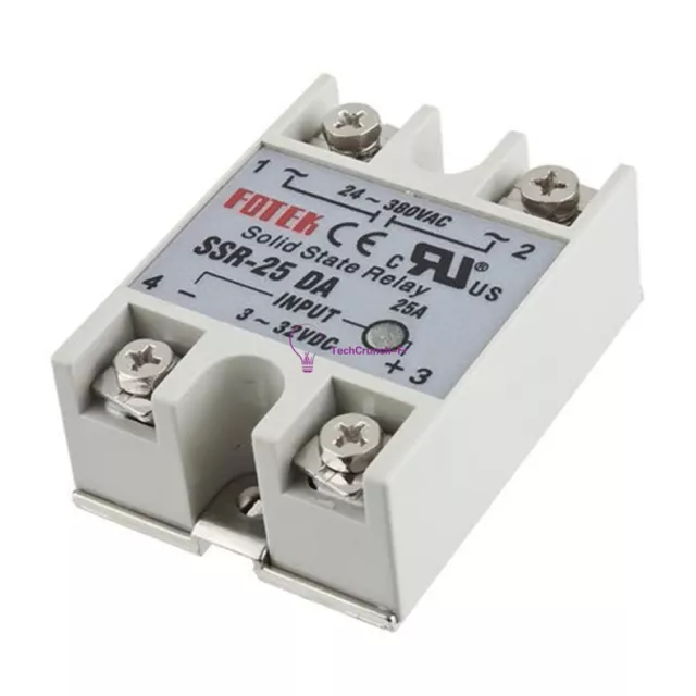 SSR-25DA Solid State Relay Module 25A 250V 3-32V DC Input 24V-380VAC Output