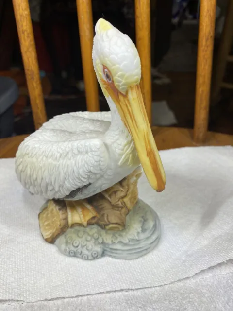 VTG Lefton China WHITE PELICAN Porcelain 6" Figurine KW910 Hand-painted