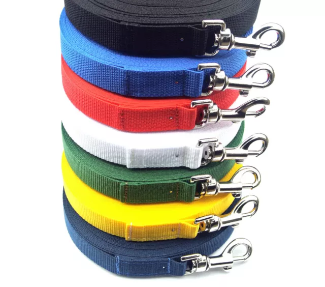 30ft 9m Long Dog Training Leads Obedience Recall Leash Large 25mm Wide 7 Colours