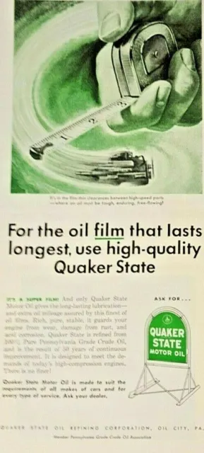 Vintage Print Ad Quaker State Motor Oil Life Magazine Ad 1954