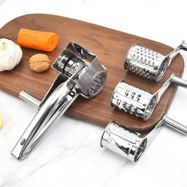 4 Set Multifunction Rotary Cheese Grater Hand Held Cut Slicer Stainless Steel AU 3