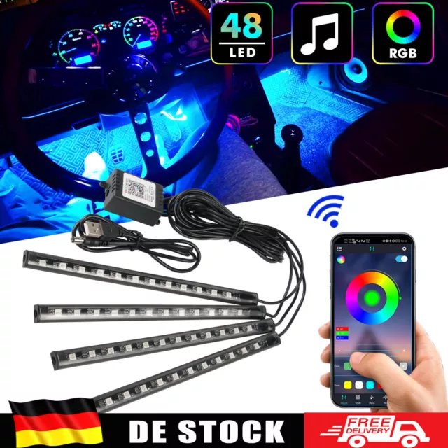 4x LED RGB Auto Innenraum Fußraumbeleuchtung APP Für VW Touran Scirocco Für Golf