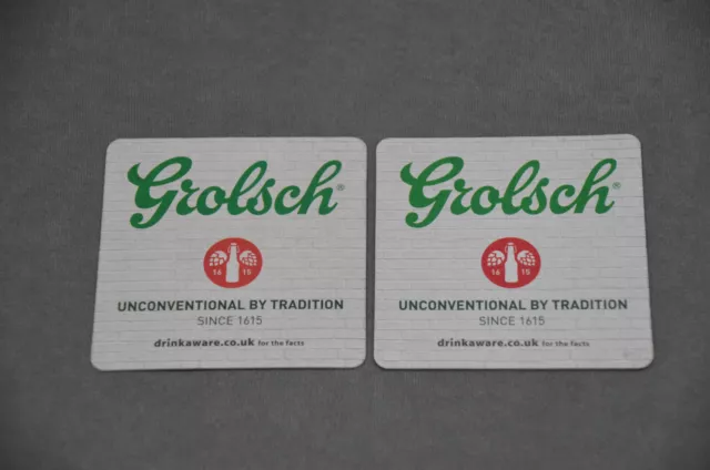 2x Grolsch Bierkartonmatte Untersetzer nagelneu Matten Set Pub Bar Mancave