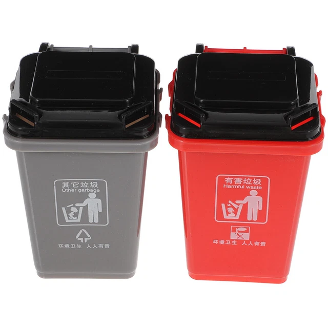2 PCS Small Trash Can Makeup Brush Container Pencil Holder Stand Desk Students
