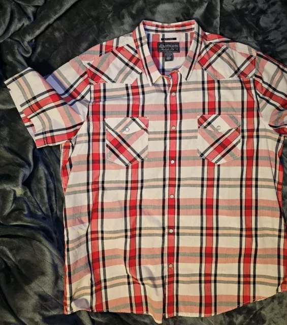 American Rag CIE Shirt Mens Extra Large XXXL Pearl Snap Short Sleeve Plaid