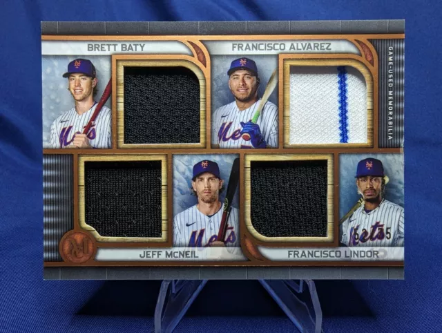 2023 Topps Museum Collection METS Primary Pieces QUAD Relics /75