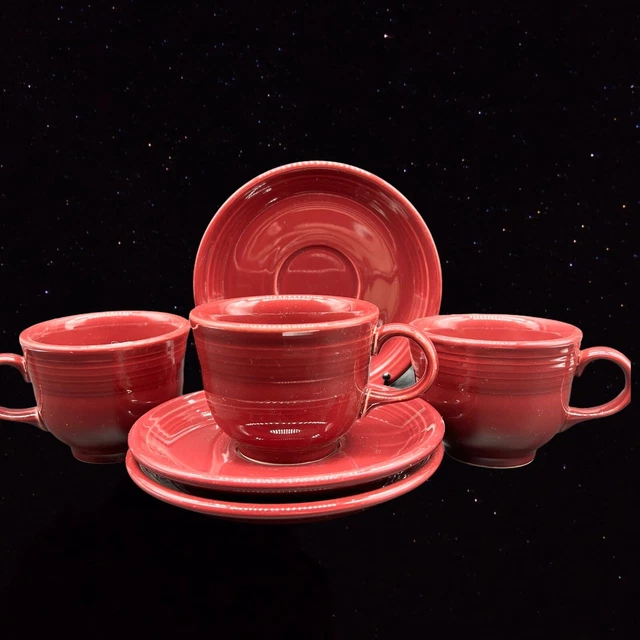 Fiesta Paprika Cup and Saucer Fiestaware Homer Laughlin Coffee Tea Mug 6 Pcs