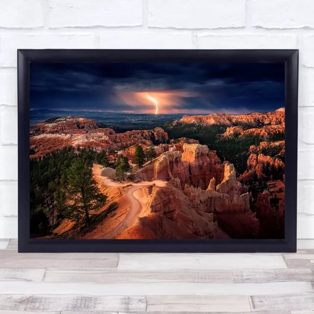 Bryce Canyon Orange Thunderstorm Rock Stone Horizon Dramatic Wall Art Print