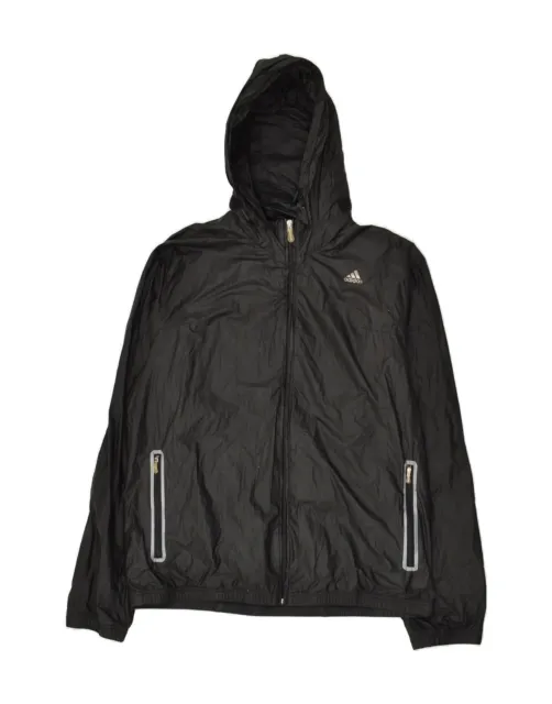 ADIDAS Mens Hooded Rain Jacket UK 40 Large Black Polyurethane AR01