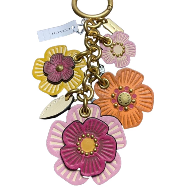 COACH Tea Rose WILLOW Mix Flower Bag Charm Key Ring Accessories