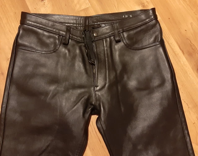 Pantalon En Cuir Homme Rob Amsterdam - Taille S (Tour De Taille 81cm) - Coupe Slim - Fait Main Aux Pays-Bas - Occasion Parfait État