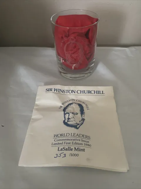 Vintage Winston Churchill World Leaders Commemorative Glass / First Edition/rare