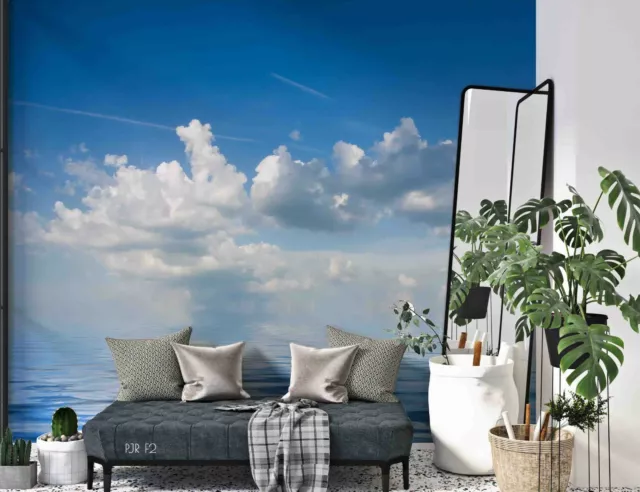 3D Blue Sky White Clouds Wallpaper Wall Mural Self-adhesive Removable 353