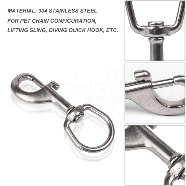 304 115mm Stainless Steel Swivel Eye Bolt Snap Thick Hook Working Load