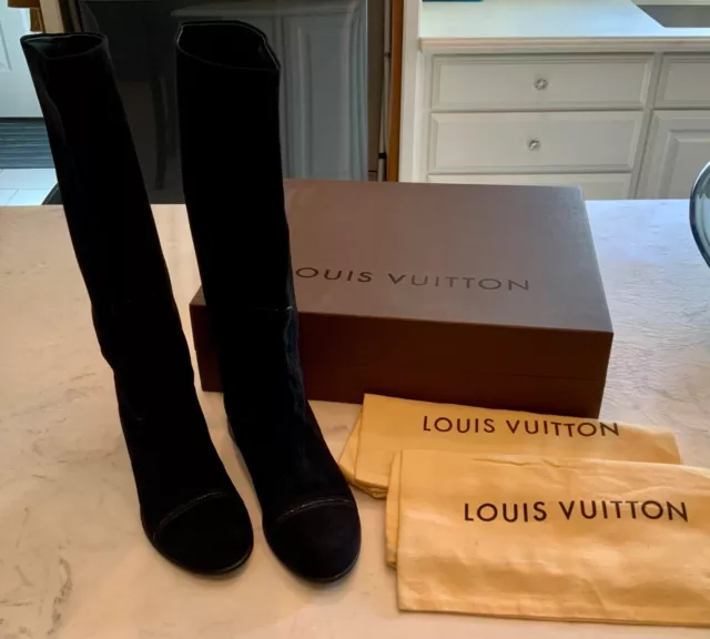 AUTHENTIC LOUIS VUITTON brown suede & fur boots LV logo sz 35 w box $2700  EUC! $659.99 - PicClick