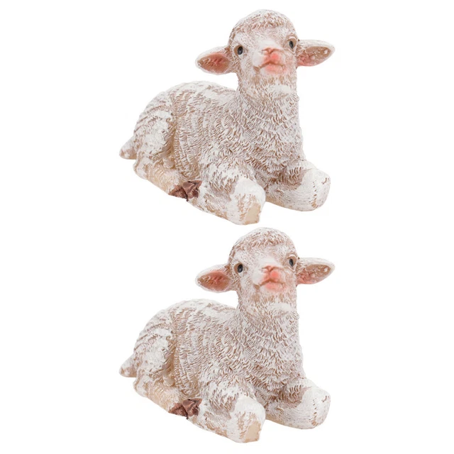 Kind Lamm-Ornament Tierfiguren Auf Dem Bauernhof Statue 2 Pcs