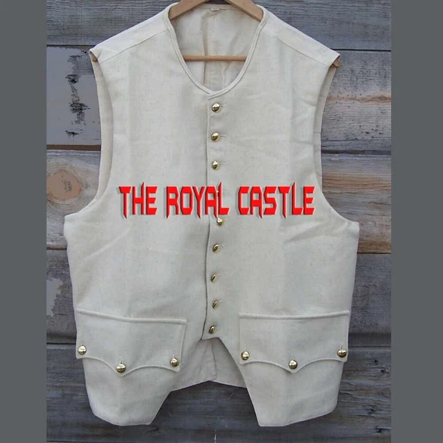 New 18th Century Off white Revolutionary War Men Wool Waistcoat Expedited Ship