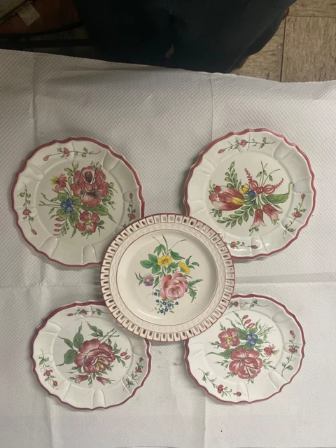 Lot de 4 Assiettes Plates en Porcelaine, Assiette Dessert Ronde avec