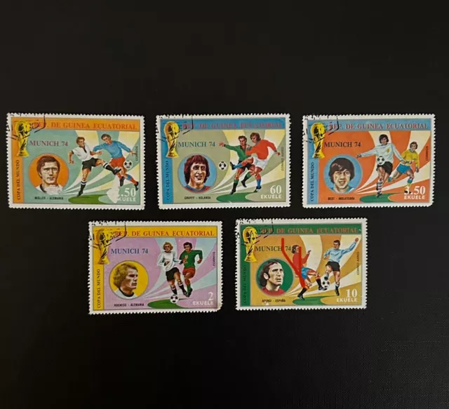 Rep. de Guinea Ecuatorial MUNICH 74 - Briefmarken 5 Stück München 1974