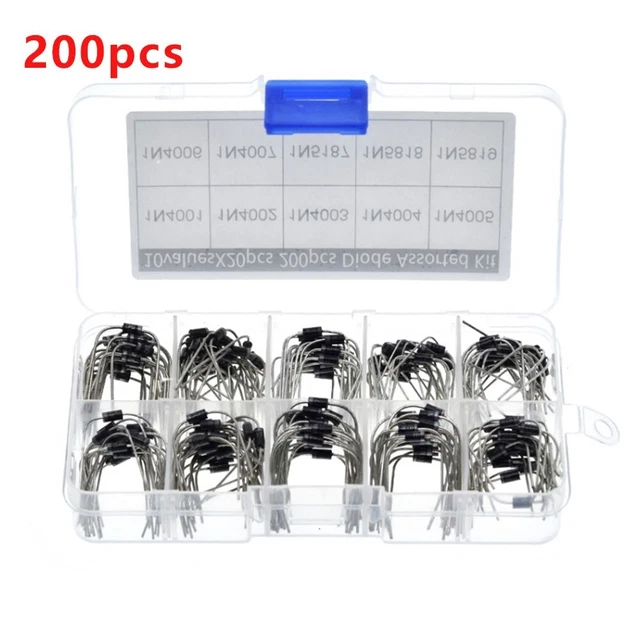 Kit diodi Zener completo 1N4001~1N5819 200 pz capacità ad alta corrente 10 valo