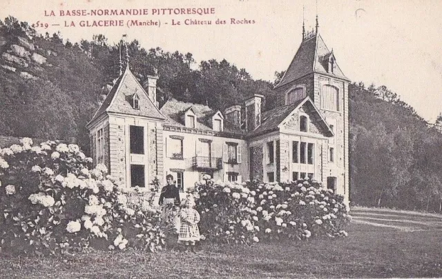 CPA 50 NORMANDIE Env. Cherbourg Tourlaville LA GLACERIE Le Château des Roches