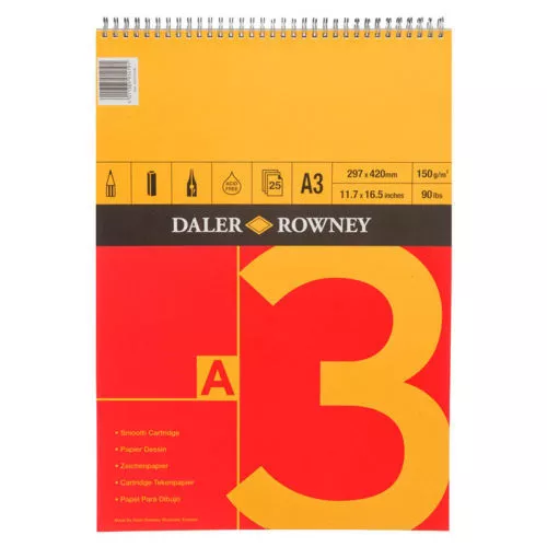 Daler Rowney Spiral Bound Cartridge Sketch Pad - 150gsm - A3