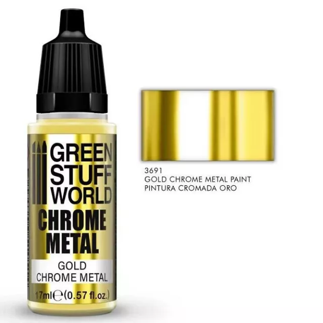 Green Stuff World GSW3691 - Chrome Métal Paint - Or Color 17Ml - Neuf