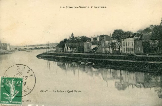 Carte GRAY La Saône Quai Mavie